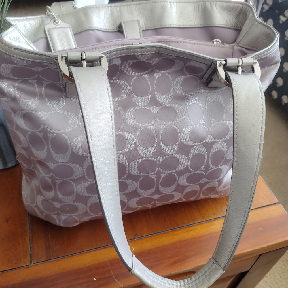 Coach Soho North South Metallic/Lavender Signature Tote Bag - Picture 10 of 11